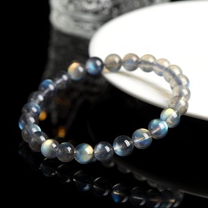 Natural Labradorite Grey Moonstone Bracelet <b>Blue</b> Flash Healing Crystal Stretch <b>Beaded</b> Gemstone Bracelet Unisex Spiritual Jewelry - Product Image 3