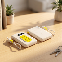 Batterie externe haute capacité en plastique 10000 mAh avec câble, support de téléphone, lumière RGB, charge rapide sans fil 15W PD 22.5W, transparente