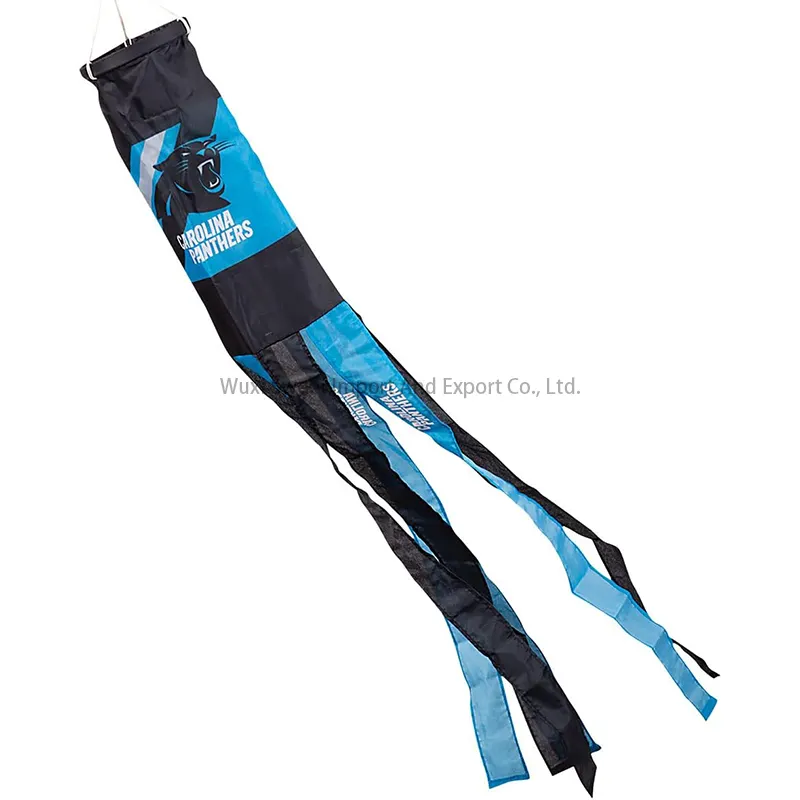 Qualità personalizzata new NFL outdoor hanging decorato flag 40 pollici Carolina Panthers windsock flag wind bag