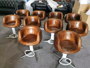 Metal Base Industrial Bar <strong>Stools</strong> <strong>Adjustable</strong> Aluminum Back Aviator Bar Chair for Pub Club Kitchen Counter - Product Image 6