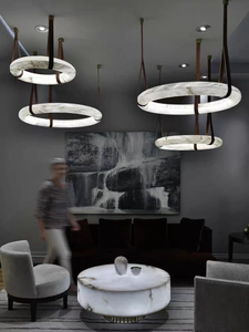 Lámpara de Araña de Mármol Alabastro Translúcido Importada de <span class=keywords><strong>España</strong></span>, Lámparas de Cuero Artístico, Lámpara Colgante de Lujo para Decoración del Hogar, Sala de Estar de Hotel - Product Image 5