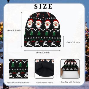 Chapeau en tricot à pompon personnalisé avec logo imprimé, motif de Noël pour enfants, renne, flocon de neige, bonnet chaud pour enfants, fête, 100% polyester - Product Image 6