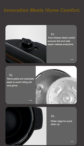 Cuisinière électrique multifonctionnelle intelligente en acier inoxydable, cuisson automatique, 12-en-1, cuiseur instantané 6L - Product Image 6