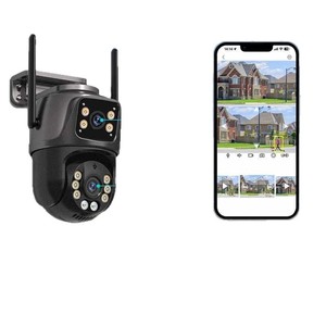 Cámara de Seguridad Exterior de Doble Lente 6MP WiFi HD, Impermeable IP66, Montaje en Pared, con Visión Nocturna y Audio Bidireccional - Product Image 1