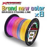 Nouvelle ligne de pêche tressée multicolore Xbraid X8 originale en PE, 300m/500m, flottante pour la pêche à la carpe en lac
