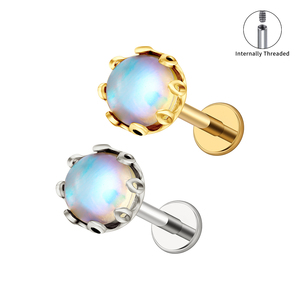 Grand ASTM F136 Titane 16G Filetage Interne Pierre de Lune Opale Labret Tragus Cartilage Conque Avant <span class=keywords><strong>Helix</strong></span> Stud Piercing Nez - Product Image 2