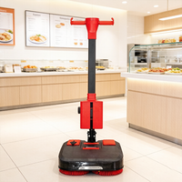 Mini autolaveuse avec double brosse et balai de 428 mm, manche pliable de 440 mm, compacte pour restaurants et supermarchés