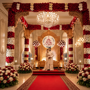 Elegant Indian <b>Wedding</b> Mandap Floral <b>Arch</b> Stage Backdrop Decorative Panels For Luxury Event And Party Hall Decoration - Product Image 3