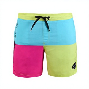 Shorts de bain pour hommes à blocs de couleur, séchage rapide, pour la plage et le surf, avec cordon de serrage à la taille - Product Image 3