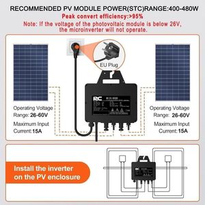 RC Microinverter 800 W, Ingresso DC 26-60V, Inverter Solare MPPT Convertitore di Immissione in Rete Micro con Monitoraggio WiFi - Product Image 1