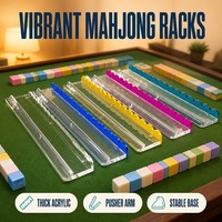 Maßgefertigtes Großhandels-Mahjong-Display-Rack aus Acryl mit Rosa-Grünem Marmormuster und Magnetischem Schieber