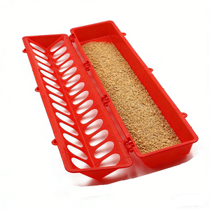 Mangeoire <span class=keywords><strong>rectangulaire</strong></span> pour poussins à 28 trous avec couvercle, anti-gaspillage, longue auge pour volailles, poulets, canards, oies, pigeons, élevage avicole - Product Image 2