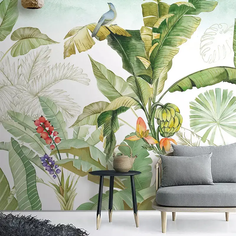 Flowers And Birds Wallpaper Nordic Tropical Rainforest Banana Leaf Wallpaper Living Room Bedroom Tv Background Wall Covering