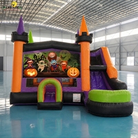 Château de citrouille combiné de glissière gonflable commerciale de maison de rebond d'Halloween pour l'entreprise de location d'événement de partie