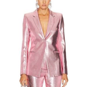 Vestes d'automne sur mesure de haute qualité pour femmes, vestes pour femmes d'affaires, veste en satin simple vintage à col oversize, OOTD - Product Image 1