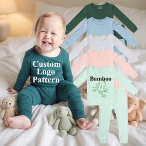 Roupas Infantis por Atacado RTS para Meninas, 95% Bambu, 5% Spandex, Conjunto de Pijamas Térmicos Respiráveis Impressos para Meninos e Meninas - Product Image 1