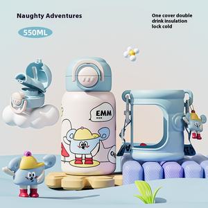 Taza termo al vacío de doble bebida de acero inoxidable 316 <span class=keywords><strong>con</strong></span> dibujos animados bonitos, taza de agua para guardería para niños a prueba de caídas, regalo de regreso a la escuela - Product Image 5