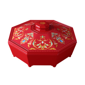 Chinese Style Eight Sided Candy Box Red Decorative Storage Fruit Platter WithBottom For Snack Storage - Product Image 2