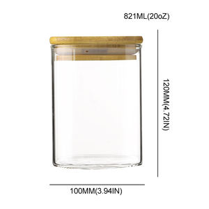 6 pièces carré haute Borosilicate 600ML cuisine confiture Longan <span class=keywords><strong>Grain</strong></span> noix bonbons épices stockage bocaux en verre ensemble avec couvercle en bambou grand - Product Image 3