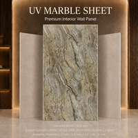 Plaque PVC UV MORLENX texture marbre beige taupe 4x8ft haute brillance pour rénovation murale de villas et espaces commerciaux