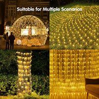 Noël Décoration Extérieure Fenêtre Rideau Blanc Chaud Scintillant Pêche Fée Led Net Lumière