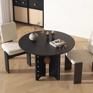 <b>Round</b> <b>Solid</b> <b>Wood</b> <b>Dining</b> <b>Table</b> Wabi Sabi Style Stable Design For Home <b>Dining</b> Room - Product Image 4