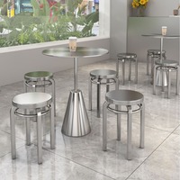 CRF Style moderne Idéal pour les ambiances intérieures et extérieures élégantes Combinaison table et chaise en acier inoxydable pour salon de thé au lait Café