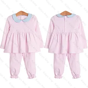 wholesale sweetest kids fall winter clothes peter pan collar long sleeve tunic and bubble pant set