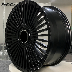 NJQS Dövme Yüksek Kaliteli 5x120 21 22 İnç Alaşımlı Binek Otomobil Jant Modifikasyonu Parlak Siyah ve İşlenmiş Yüzeyli KIA BWM BENZ için - Product Image 6