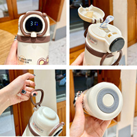 Offre Spéciale 550ml Bouteille d'eau en acier inoxydable Bouteille d'isolation Flacon à vide intelligent pour enfants avec paille