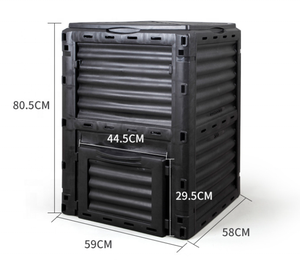 <span class=keywords><strong>Composteur</strong></span> extérieur en <span class=keywords><strong>plastique</strong></span> recyclé de 300 L, grand format, facile à assembler, durable, avec aérateur pour déchets organiques - Product Image 2