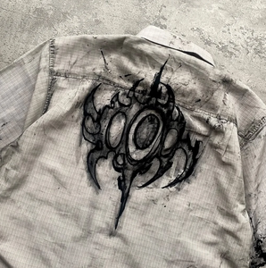 Chemise pour <span class=keywords><strong>homme</strong></span> DIHUI, style Y2K, imprimé <span class=keywords><strong>tribal</strong></span> peint à la main, effet vieilli, streetwear vintage, manches courtes, boutonnée - Product Image 3