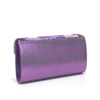 Pochette de soirée SOLING de luxe, style rétro européen-américain, ornée de fleurs et de perles, avec fermeture magnétique, en satin violet brodé, élégante et glamour