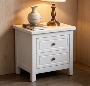 Durable Solid Wood Nightstand with 2 Drawers, White Modern Storage Bedside Cabinet for Bedroom Home Furniture <b>Night</b> <b>Stand</b> - Product Image 4