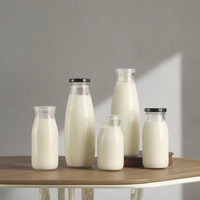 Bouteille de lait de yaourt en verre pasteurisé 200ml 250ml 300ml 500ml 1000ml Bouteilles d'emballage en verre de qualité alimentaire avec bouchon en plastique en aluminium