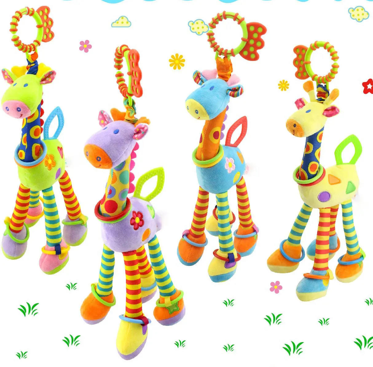 OEM Car Seat Girafa Boneca Berço Pendurado Chocalhos Brinquedos Não Toxic Baby Giraffe Rattle Pram Stroller Berço de bebê Pendurado Toy Berço