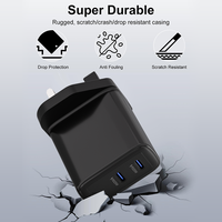 Chargeur mural double PD 50W 25W Type-C avec prise UK, adaptateur de charge rapide pour ordinateur portable, appareil photo, tablette et écouteurs avec protection OTP/OVP