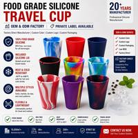 Gobelet en silicone incassable avec couvercle, 6 tailles, logo personnalisé, sans BPA, résistant à la chaleur, gobelet de voyage OEM ODM