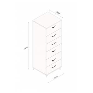 Commode moderne Belinda à 6 tiroirs, éco-responsable, blanche, de style européen, avec tiroirs de rangement pour chambre à coucher, en MDF et métal - Product Image 3