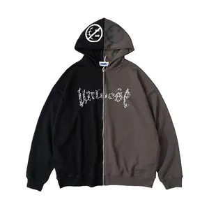 Atacado design personalizado zip completo plus sized hoodies oversized t shirts de manga comprida camisola com capuz 3xl 4xl 5xl para homens