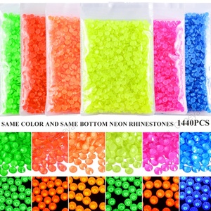 Strass en verre à dos plat Oleeya de haute qualité, nouvelles couleurs néon, tailles SS6-SS30, non thermocollants, cristaux pour ongles en stock - Product Image 2