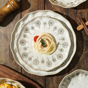 Rustic Irregular Eco-Friendly Modern <b>Ceramic</b> Porcelain Dinner <b>Plates</b> for Restaurant Kitchen Use Fish Flower Dessert Pasta Deep - Product Image 4