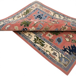 Tapis traditionnel rose en laine à motifs floraux, noué à la main, écologique, à poils ras, épaisseur moyenne, avec envers en coton, pour couloir et salon - Product Image 4