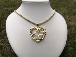 สร้อยคอชุบทองรูปเชอร์รี่โรลลี่กรอบจี้การ์ตูนทำจากสเตนเลสสตีลของขวัญเครื่องประดับแฟชั่น - Product Image 3