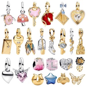 Colgante Romántico de Plata de Ley 925 con Forma de Corazón, <span class=keywords><strong>Mariposa</strong></span> y Hongo, para Pulseras y Collares DIY, Regalo de Cumpleaños para Mujer - Product Image 3