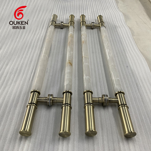 Cửa thép không gỉ xử lý chất lượng cao tùy chỉnh-thực hiện đá cẩm thạch khách sạn kính bên ngoài cửa hiện đại sang trọng trang trí tay nắm cửa - Product Image 3