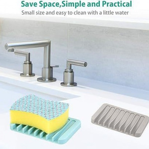 <strong>Song</strong> <strong>Da</strong> Soap Dish Tray Rectangle Plastic Self Drain Countertop Storage Gray - Product Image 5