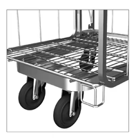 Chariot en acier galvanisé de grande capacité robuste, résistant à la corrosion, design pliable, conteneur à roulettes empilable