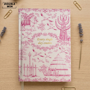 Diario Económico Personalizado con Cubierta de Cuero PU Floral Rosa, Bordes Dorados, Ilustraciones Antiguas, Marcapáginas y Bolsillo - Product Image 6