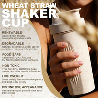 Bouteille de shaker de protéines sportive personnalisée, écologique, en paille de blé, sans BPA, avec boule mélangeuse pour la salle de sport et la remise en forme
